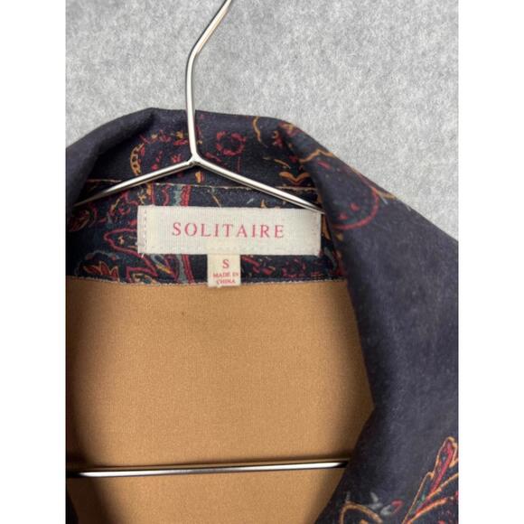 Anthropologie Solitaire Womens Midi Trench Jacket Size S Paisley Boho Faux Suede - Picture 6 of 11